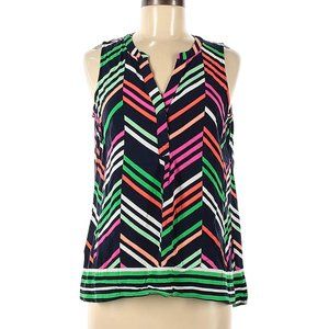 Crown & Ivy print sleeveless V neck blouse--size medium